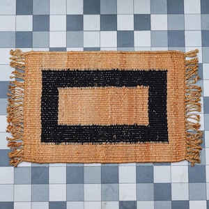 Handwoven Jute Entryway Rug | Braided Hemp Kitchen Runner | Vintage Flatweave Eco Friendly Indoor-Outdoor Stair Runner Hallway Bathroom Mat