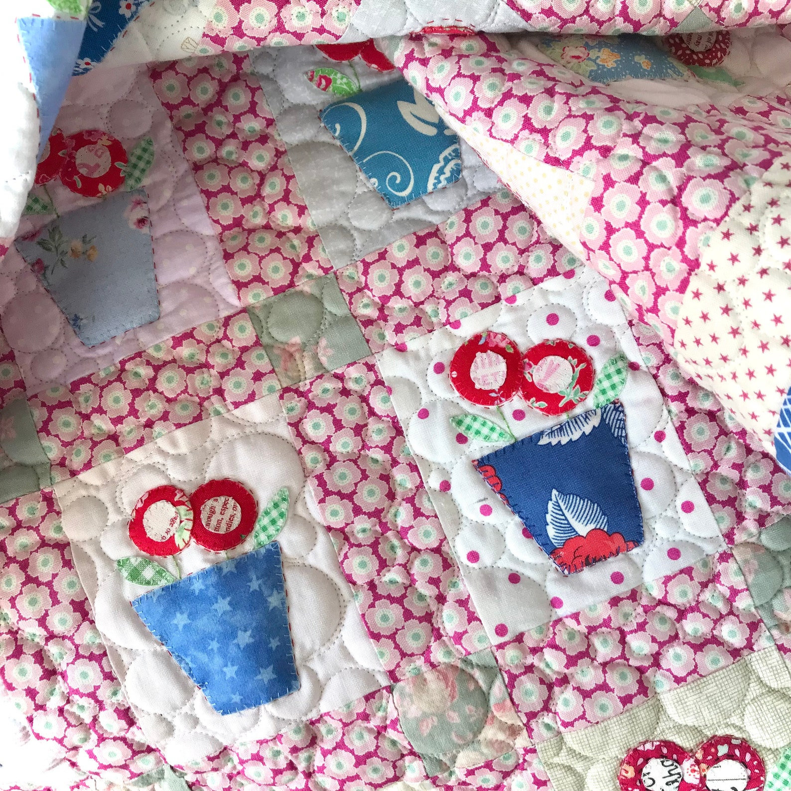 Blue Flower Pots Quilt Pattern Etsy