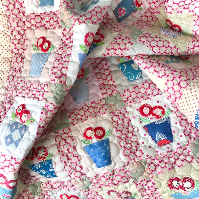 Blue Flower Pots Quilt Pattern Etsy