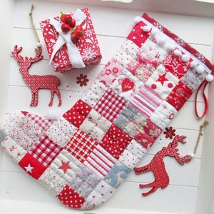 Red Patchwork Christmas Stocking Pattern