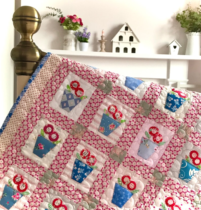 Blue Flower Pots Quilt Pattern Etsy