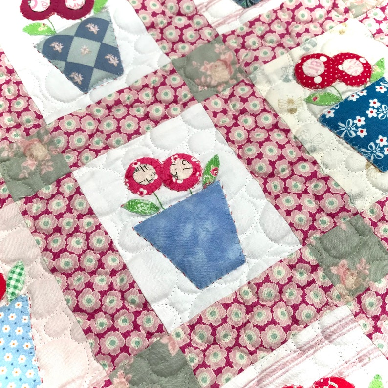 Blue Flower Pots Quilt Pattern Etsy