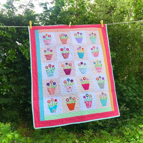 Blue Flower Pots Quilt Pattern Etsy