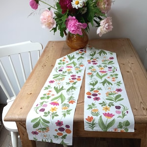 Vintage Floral Scandinavian Table Runner: 1980s Swedish Cotton Hemtex
