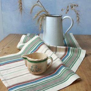 Vintage Swedish Table Runner: Handwoven Cotton Linen, Scandinavian Autumn Decor