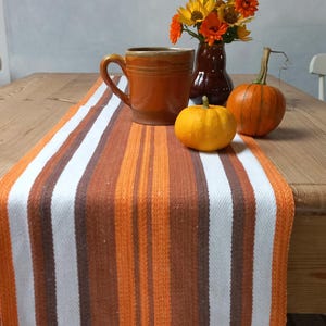 Vintage Swedish Woven Cotton Table Runner: 1970s Nordic Decor