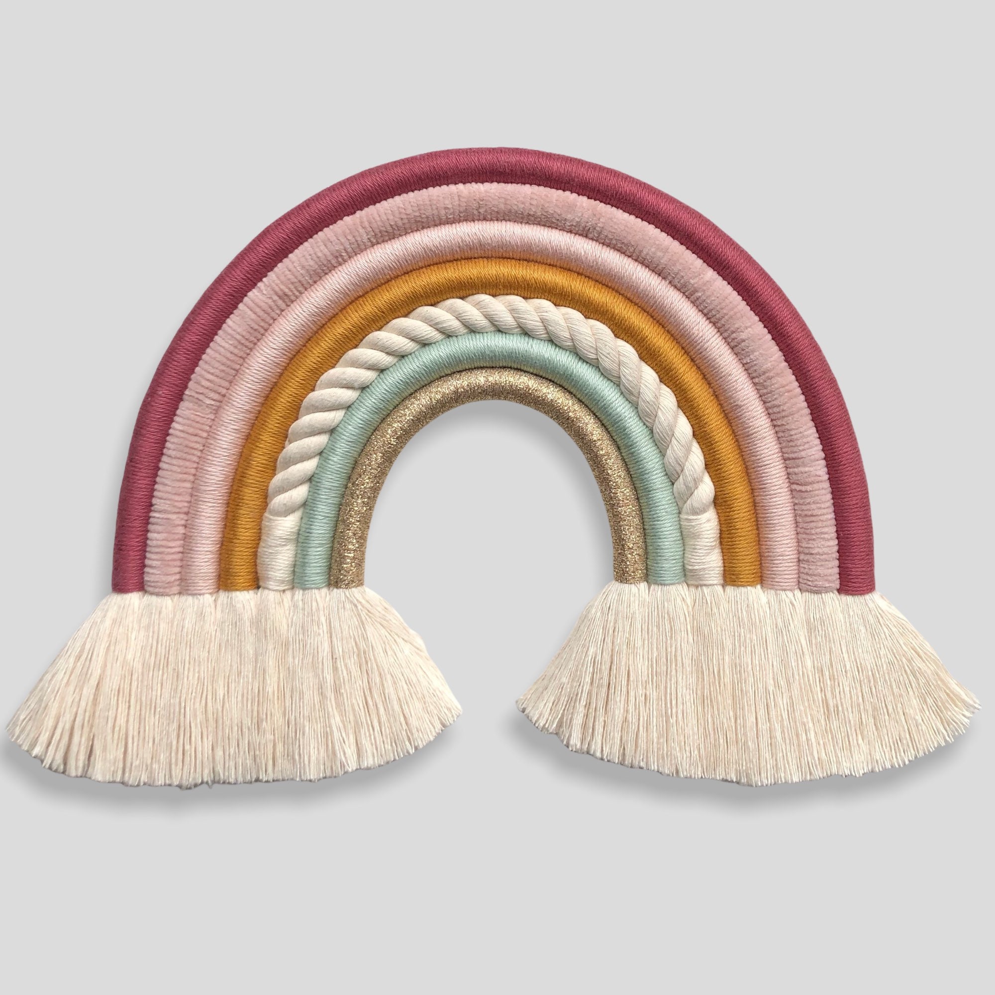 En Stock - Arc en Ciel Macramé à Suspendre | 25 X 33 cm