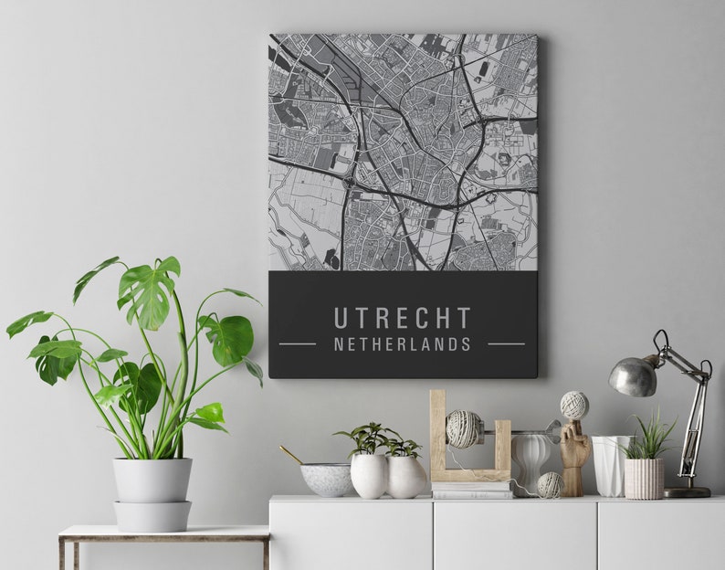 Poster kaart van Utrecht, Utrecht art print Etsy Nederland