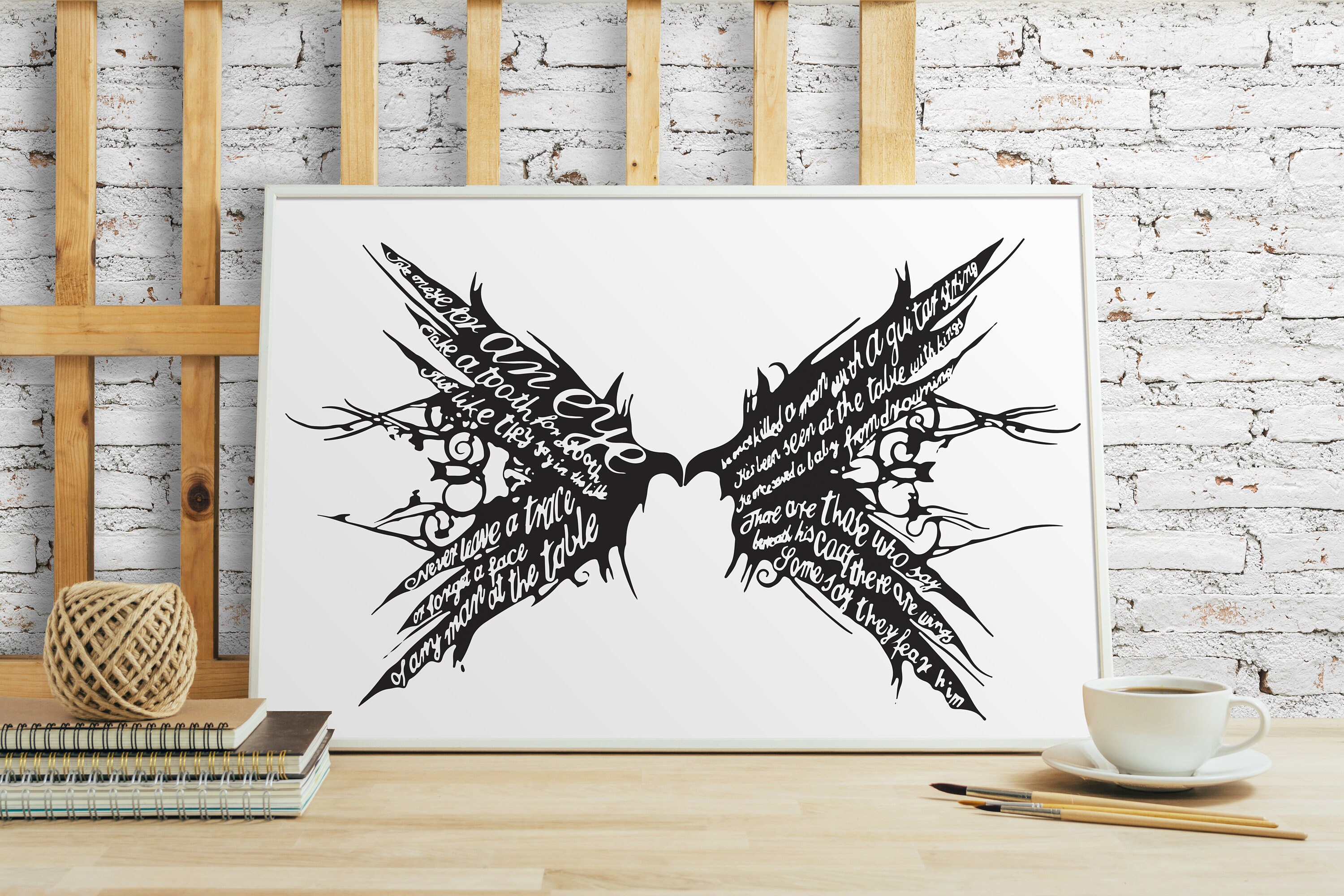 Poster black Wings, Tom Waits Lyrics - Etsy