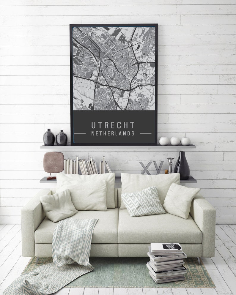 Poster kaart van Utrecht, Utrecht art print Etsy Nederland