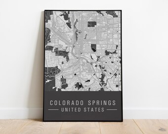 Poster Carte de Colorado Springs, Colorado Imprimer