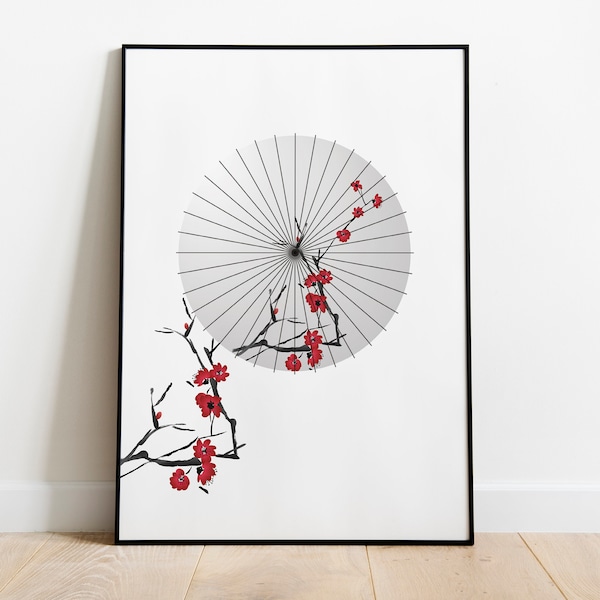 Poster Japanese parasol, Japan print