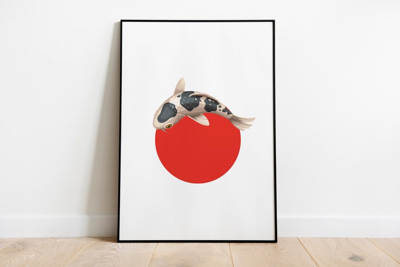 Poster koi carp in red circle