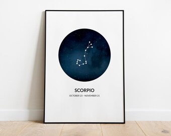 Poster Zodiac sign Scorpio, Astrology print