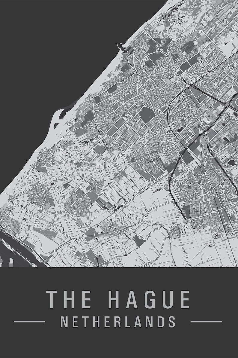 Poster map of The Hague Street map The Hague The Hague City Etsy