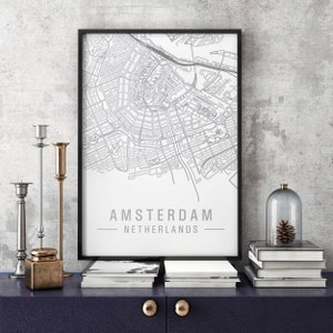 Poster Map of Amsterdam, Amsterdam City Print - Etsy Canada