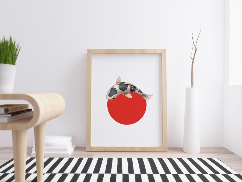 Poster koi carp in red circle