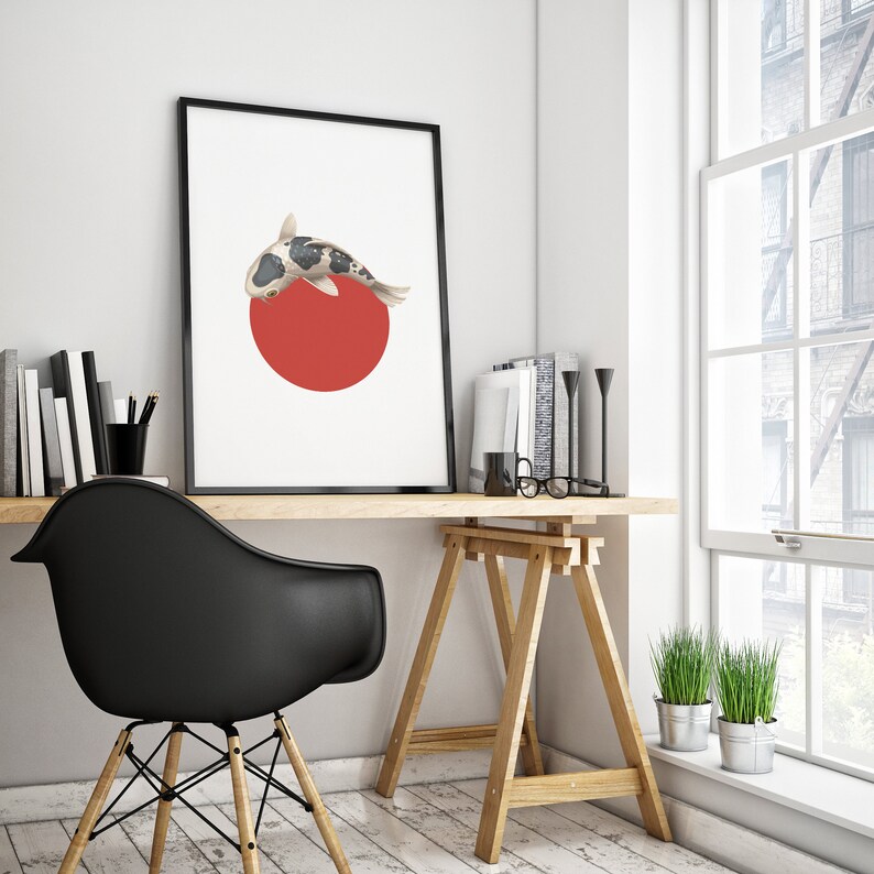 Poster koi carp in red circle