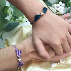 Handgefertigte Makramee Schutzarmbänder, Armbänder mit Engelsflügel, Festlicher Schmuck, Minimalistische Armbänder mit Sternen