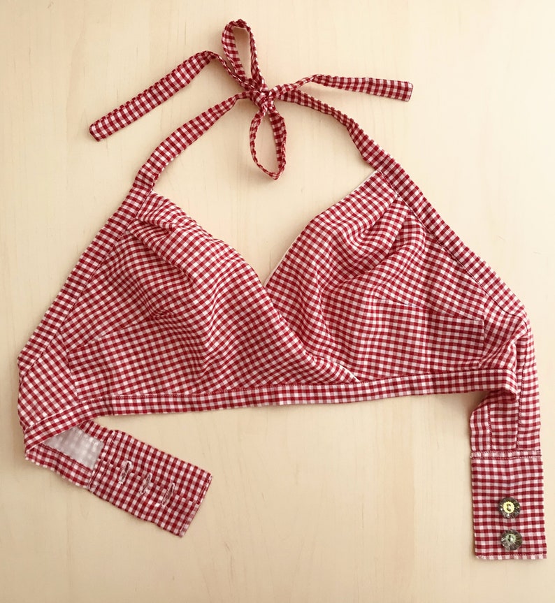 Red Gingham Poolside Pin-Up Top Medium 1950/'s Style