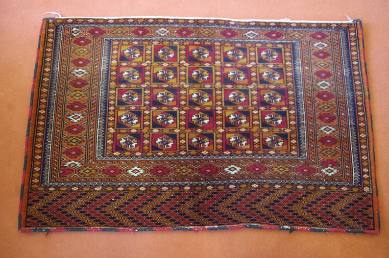 Vintage HandMade Turkmen Balisht Carpet Size is in feet 4.2 x 2.8