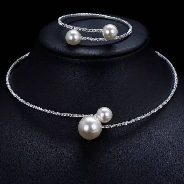 Stunning Stimulated Pearl Wedding Jewellery Set Mothers Day Gift
