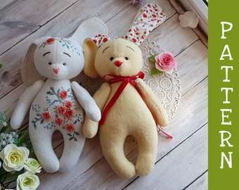 Stuffed Bunny Pattern / Plush Toy Pattern / Animal Pattern / PDF Sewing Tutorial / Plushie Pattern / Rabbit Stuffed Animal Pattern