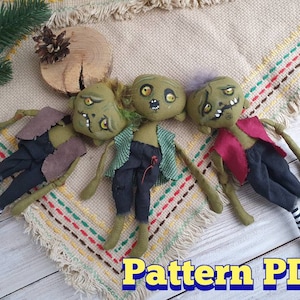 MODÈLE PDF. Baby Zombie Gothic Horror PDF, instructions pour coudre une poupée zombie vaudou