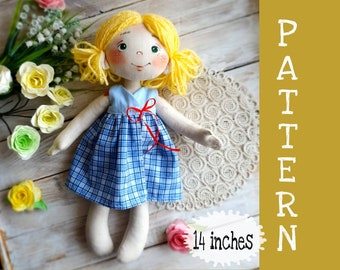 Diy Rag Doll for Kids, Pdf Rag Doll, Pattern Dolls and her dresses