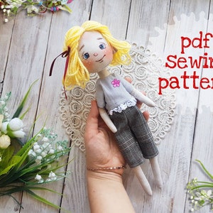 Rag Doll Pattern, handmade doll pattern tutorial PDF sewing