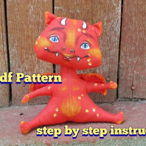 Tiny Dragon Stuffed Animal Sewing Pattern - PDF Digital Download - Plush Sewing DIY Project - No Physical Items Sent
