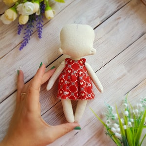 Doll body Sewing Pattern with dress Tutorial, PDF cloth dress-up doll pattern, rag doll