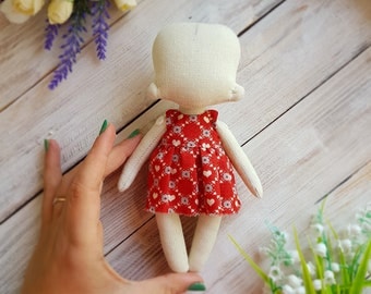 Doll body Sewing Pattern with dress Tutorial, PDF cloth dress-up doll pattern, rag doll