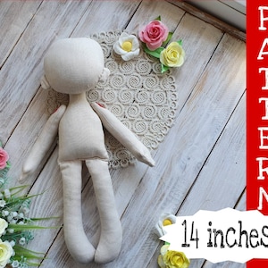 Rag Doll Pattern, 14 inch doll pattern tutorial PDF sewing