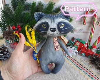 Raccoon PDF pattern-Woodland animals toy-DIY-SVG pattern,  instant download