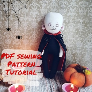 Vampire Bat Doll Sewing Pattern: Count Dracula, Gothic Halloween (PDF)