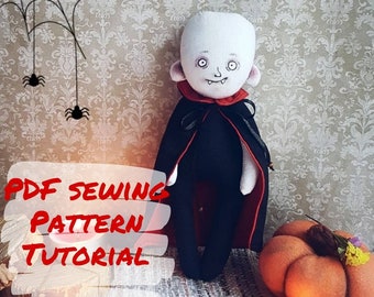 Vampire Bat Doll Sewing Pattern: Gothic Dracula Plush (PDF)