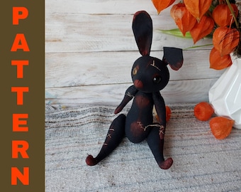 Black Bunny Sewing Pattern: DIY Rag Doll (PDF Pattern)