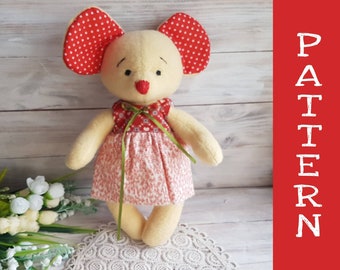 Stuffed Mouse Pattern / Plush Toy Pattern / Animal Pattern / PDF Sewing Tutorial / Plushie Pattern / Mouse Stuffed Animal Pattern