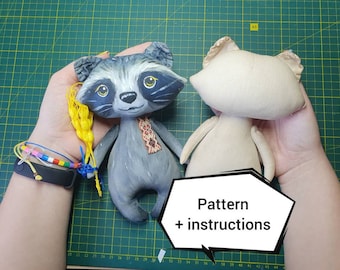 Raccoon PDF Pattern with Instructions-DIY-SVG,  instant download