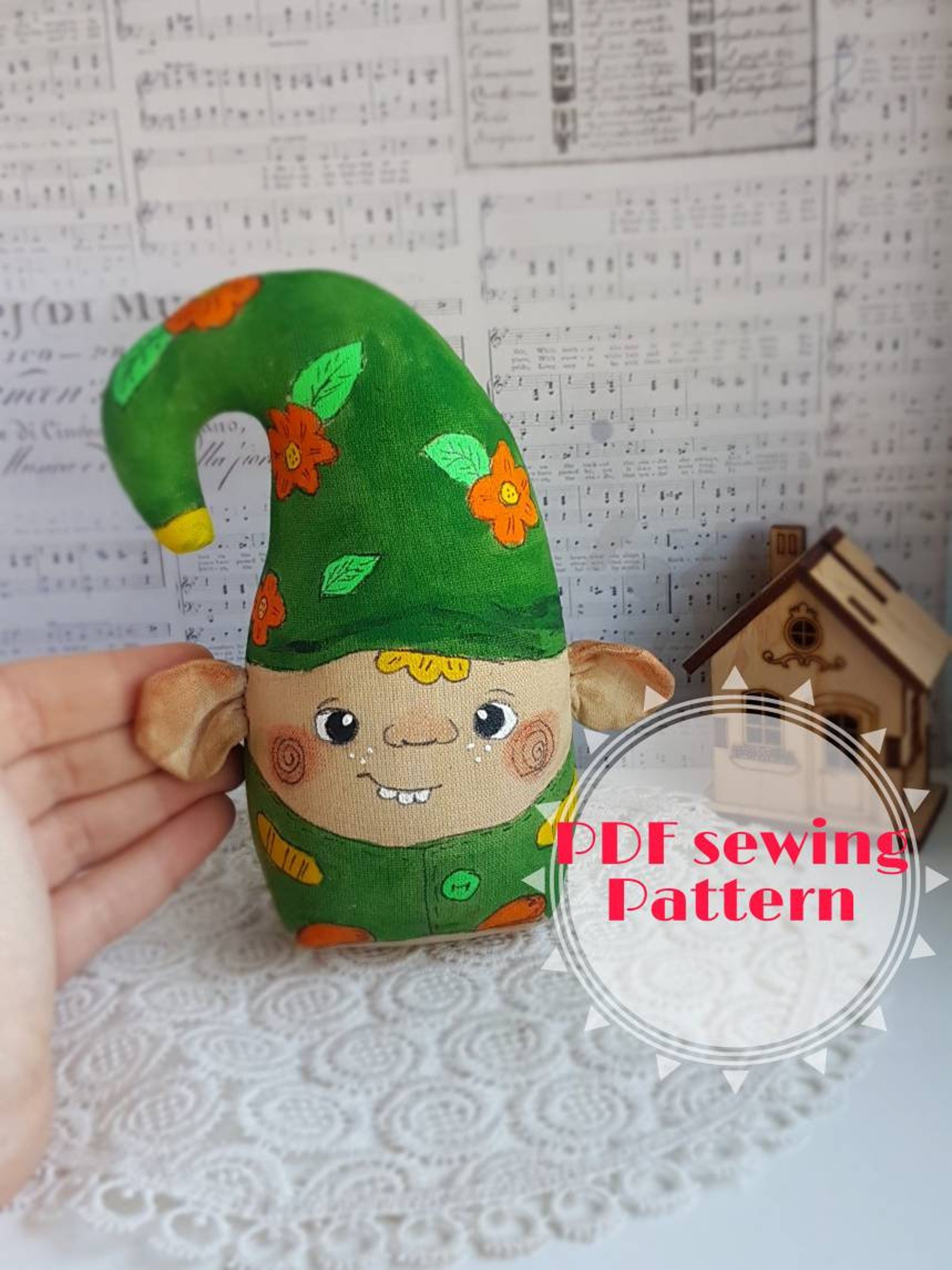 Fabric Gnome Handmade Toy Pattern Tutorial PDF Sewing Etsy UK