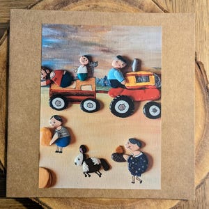 Lege kaart oogsttijd. Kunst hooien. Boerenkaart.  Kaart voor plattelandsliefhebbers.