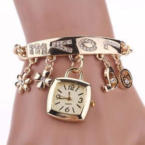 Love Rhinestone Chain Bracelet Watch