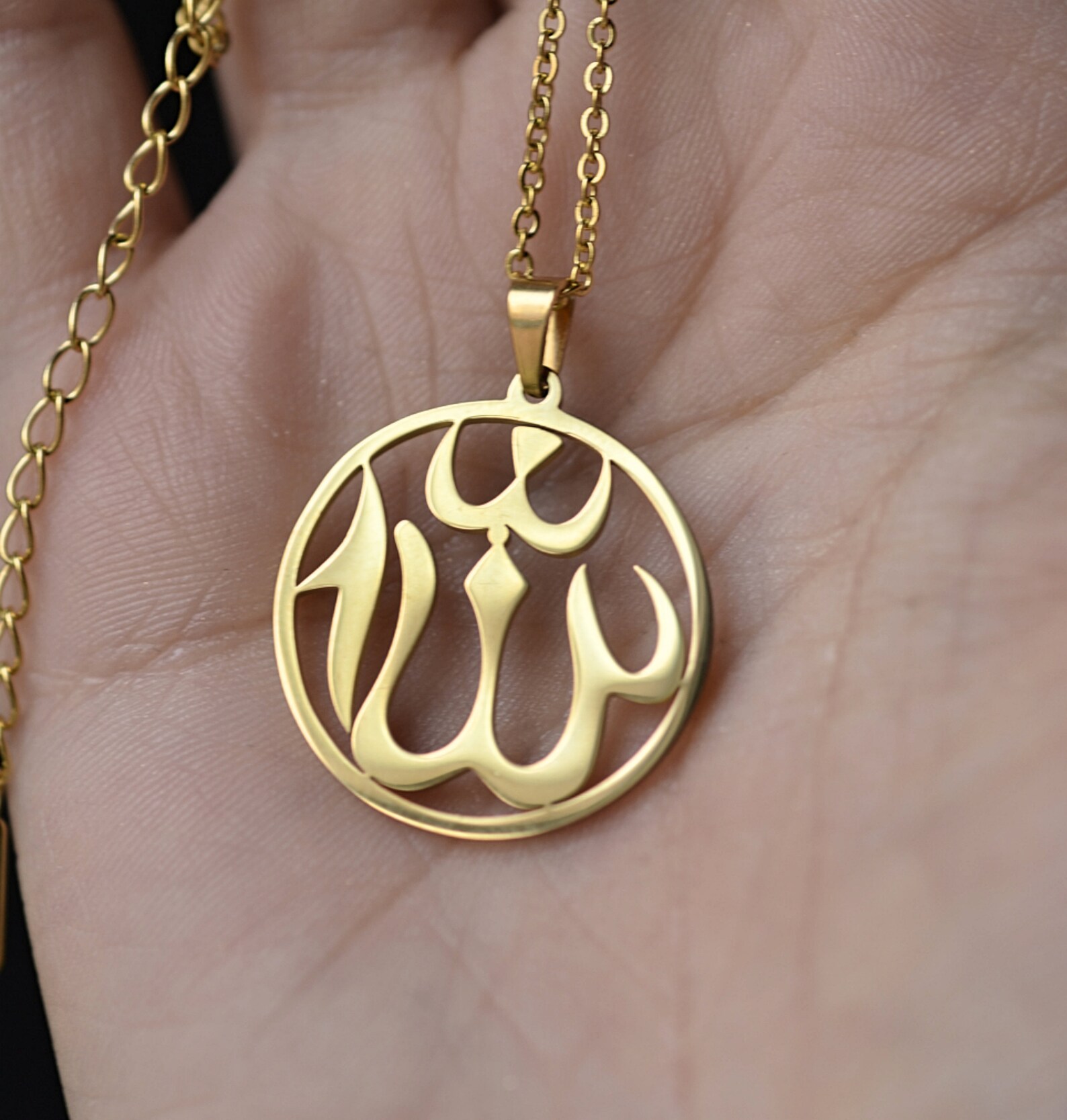 Arabic allah symbol necklace 18k Gold plated Allah islam god Etsy
