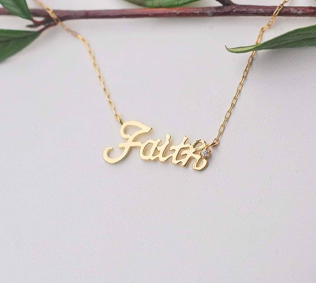 Faith necklace 925 silver faith necklace 14k gold Faith word Etsy