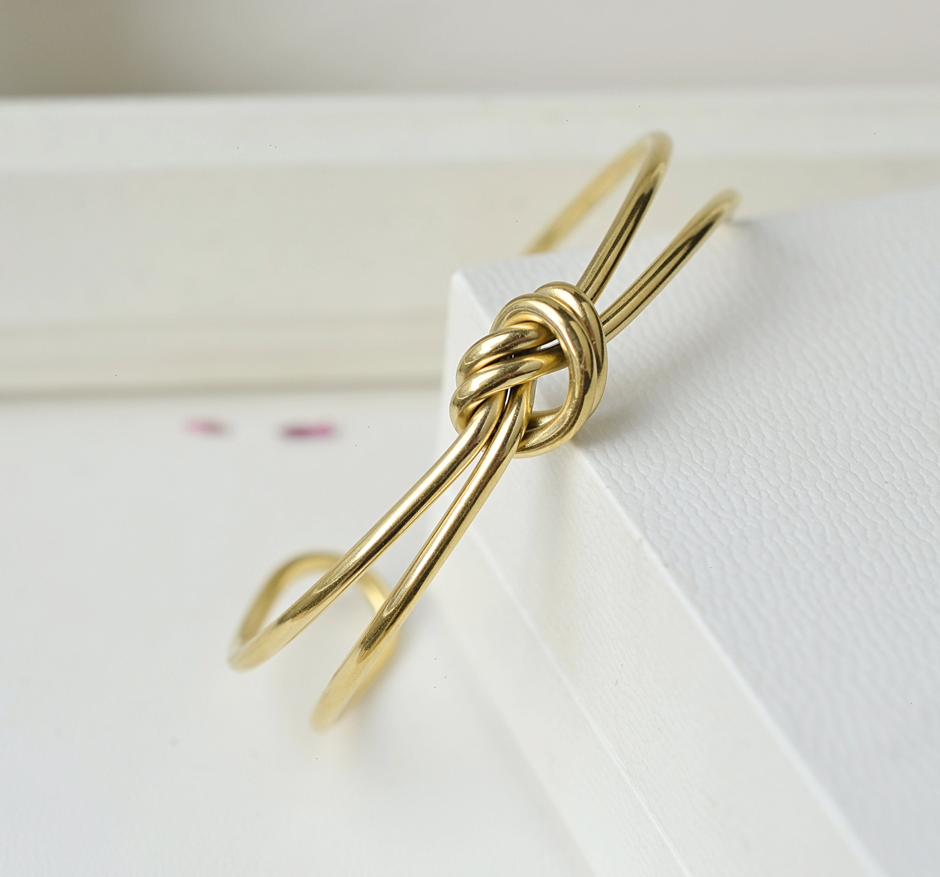 Knotenarmband Knoten armreif 18k vergoldet Titan Knoten band | Etsy