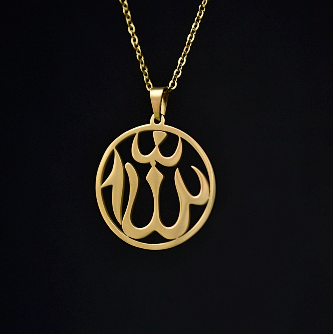 Arabic allah symbol necklace 18k Gold plated Allah islam god | Etsy