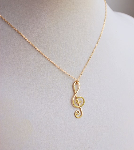 FB Jewels 14K Yellow Gold Clef Note Pendant
