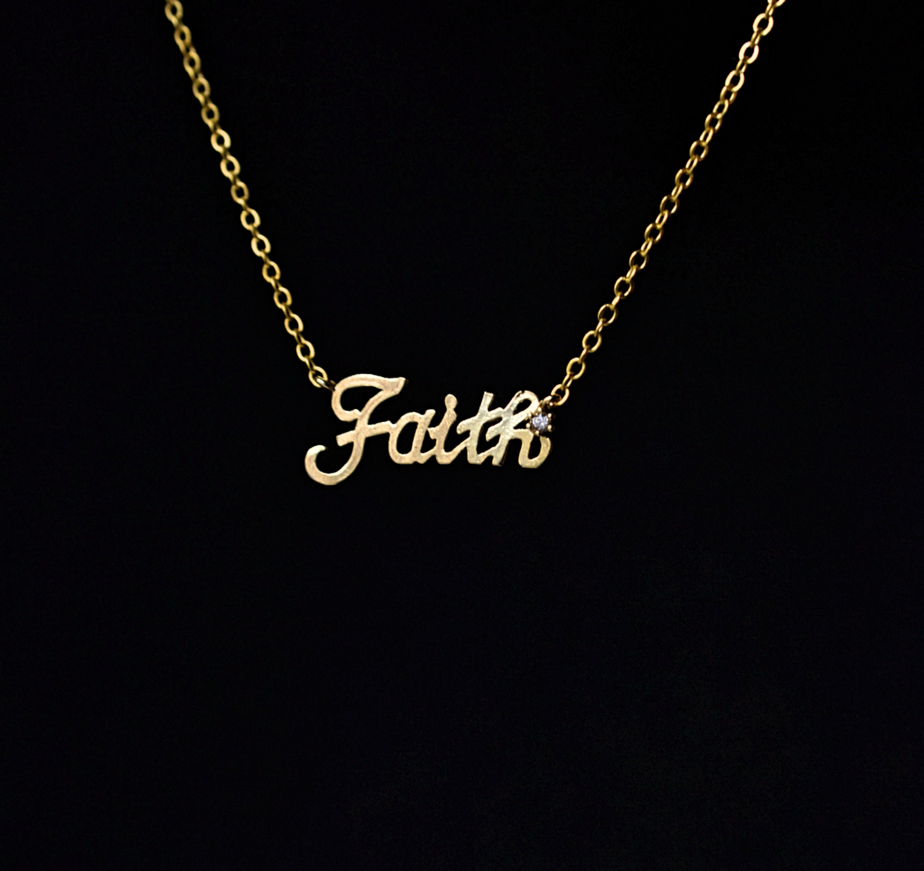 Faith necklace 925 silver faith necklace 14k gold Faith word Etsy