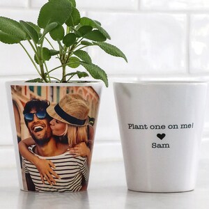 Personalised Photo Plant Pot Gift With Custom Note For Couples - Birthday, Anniversary, Valentine's day, Engagement, Wedding, Christmas Gift